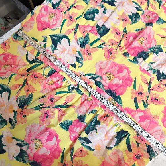 Eliza J. Yellow & Pink Floral Tie Back Mock Neck Mini Dress Women's Size 18W - Picture 13 of 14